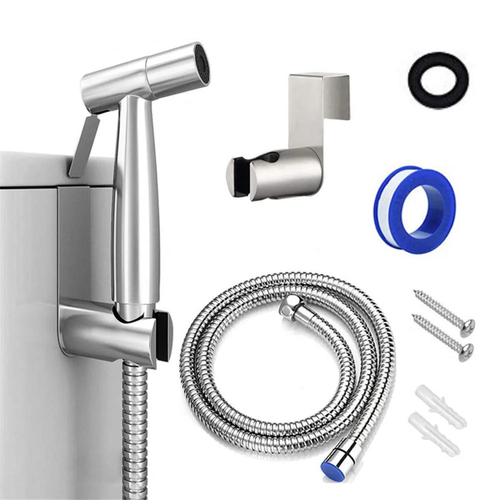High Pressure Water Gun Hand Sprayer Hose Set SUS304 STAINLESS STEEL HAND BIDET BIDET  SPRAYER WITH HOLDER