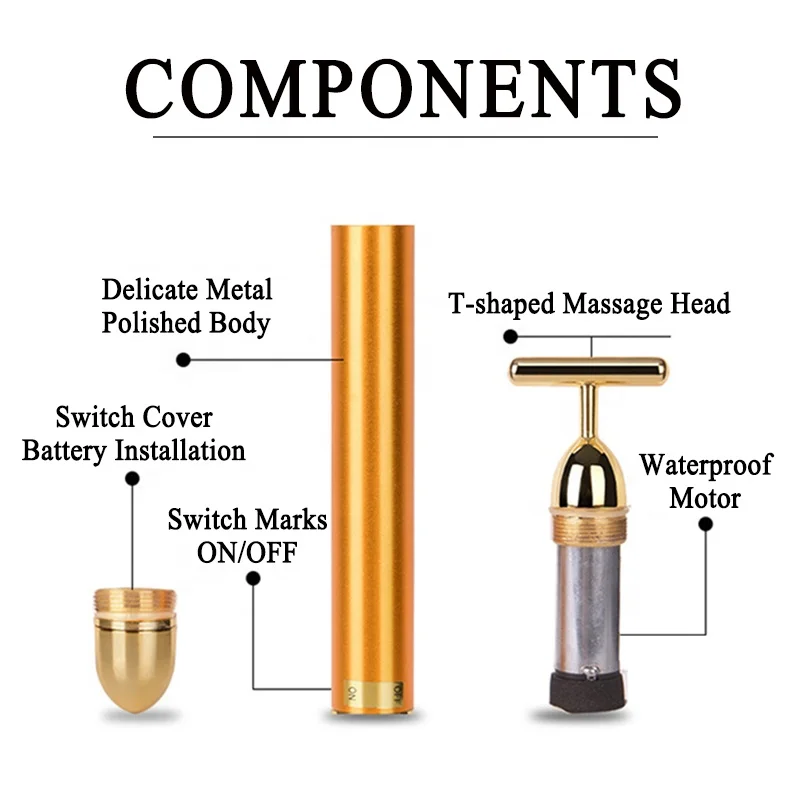 Electric 24K Gold Energy Beauty Bar Wrinkle Remover Face Lifting Massager Slimming Face Massager