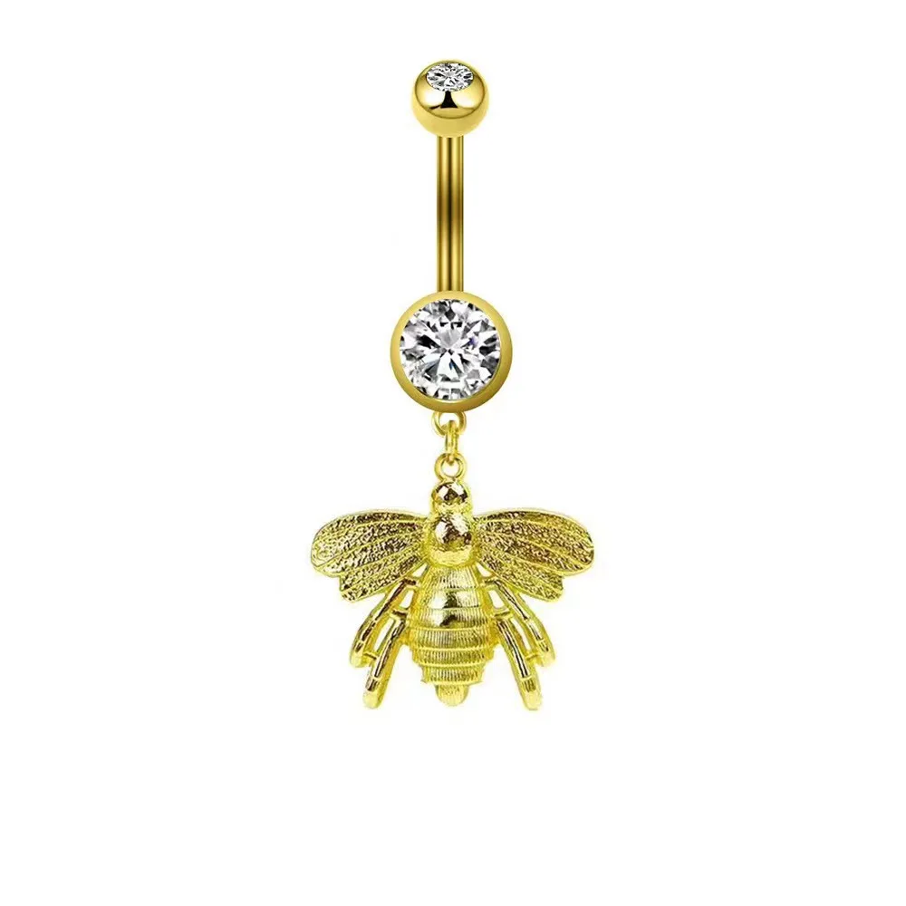Trend wholesale 0.8mm*6mm stainless steel zircon moon flower heart  navel rings  for women navele stud piercing
