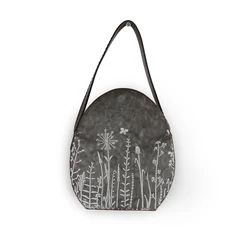 vintage galvanized metal egg shaped hanging iron flower pot with leather handle farmhouse garden container  packing/giftpacking