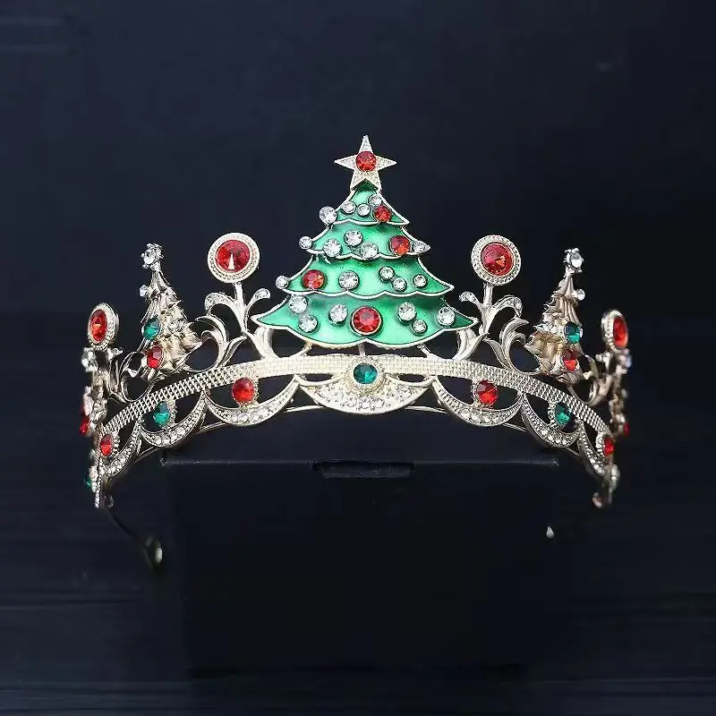 LUOXIN Custom Colorful Rhinestones Party Hair Jewelry Crystal Pearls Merry Christmas Tiaras