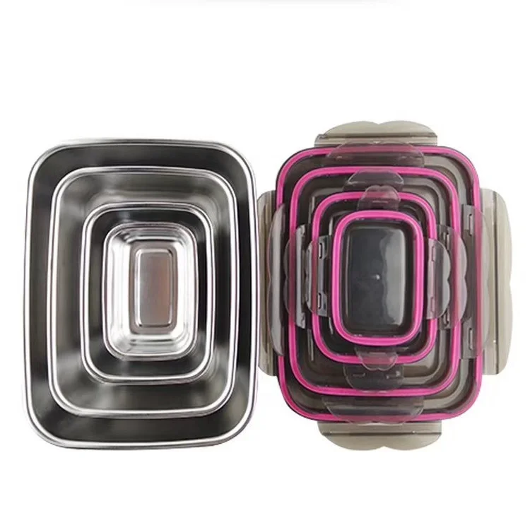 Складные контейнеры из нержавеющей стали, многоразовые складные герметичные контейнеры для микроволновой печи, не содержит Бисфенол А, для хранения пищи