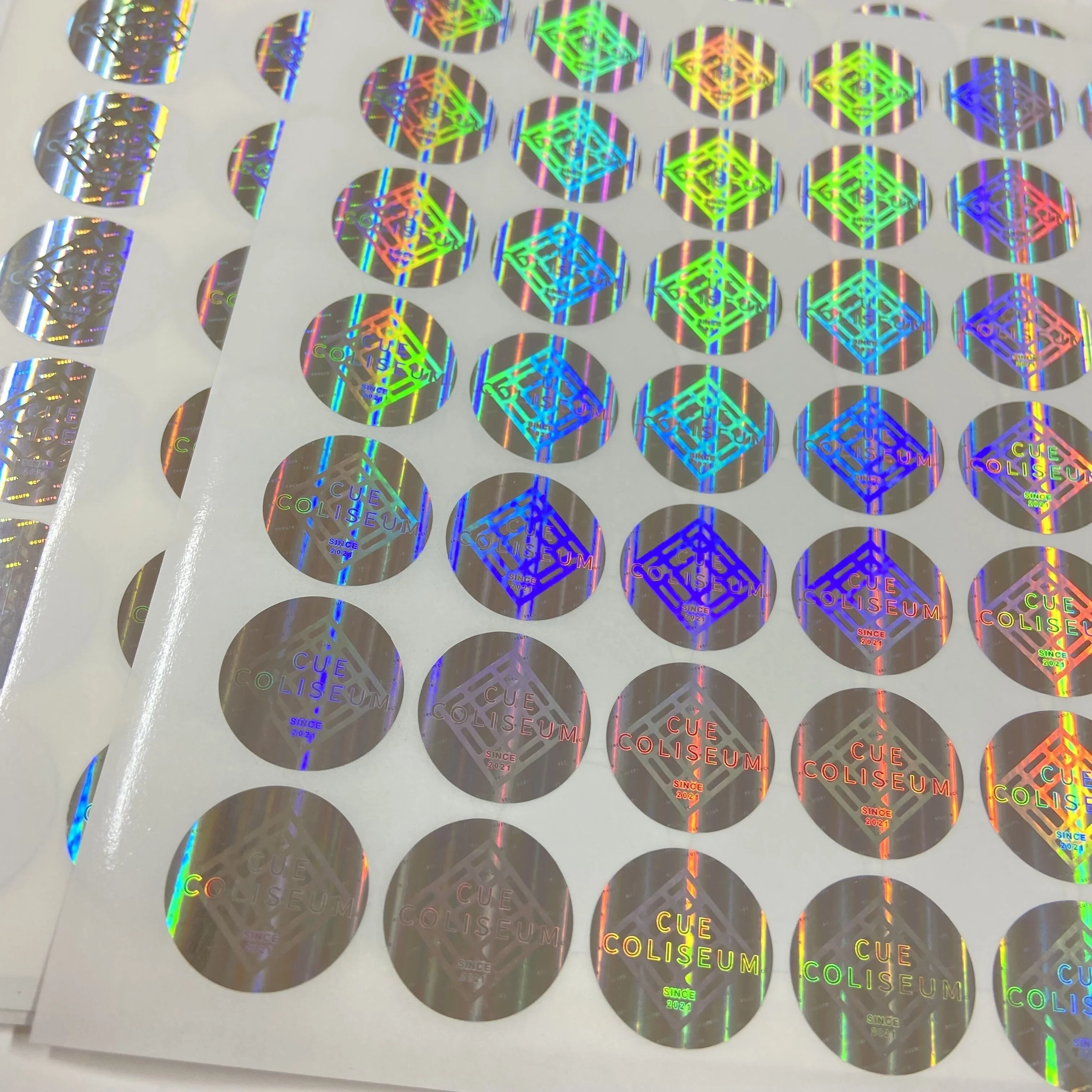 Customize security hologram sticker wholesale price low MOQ die cut 2D