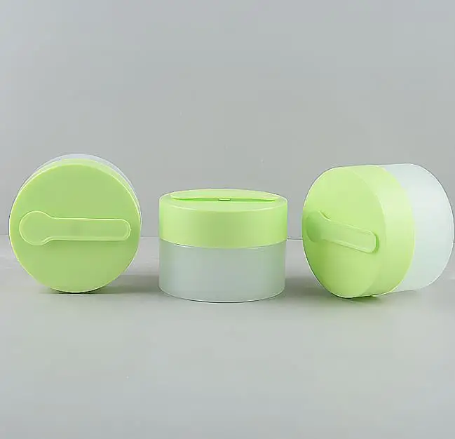 Wide mouth frosted Cosmetic Container Jars with Magnetic spoon for Scrub