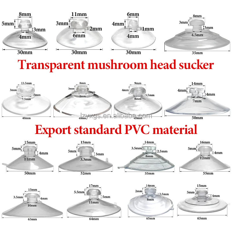 15MM Mushroom Head Transparent PVC Plastic Car Fixed Small Glass Suction