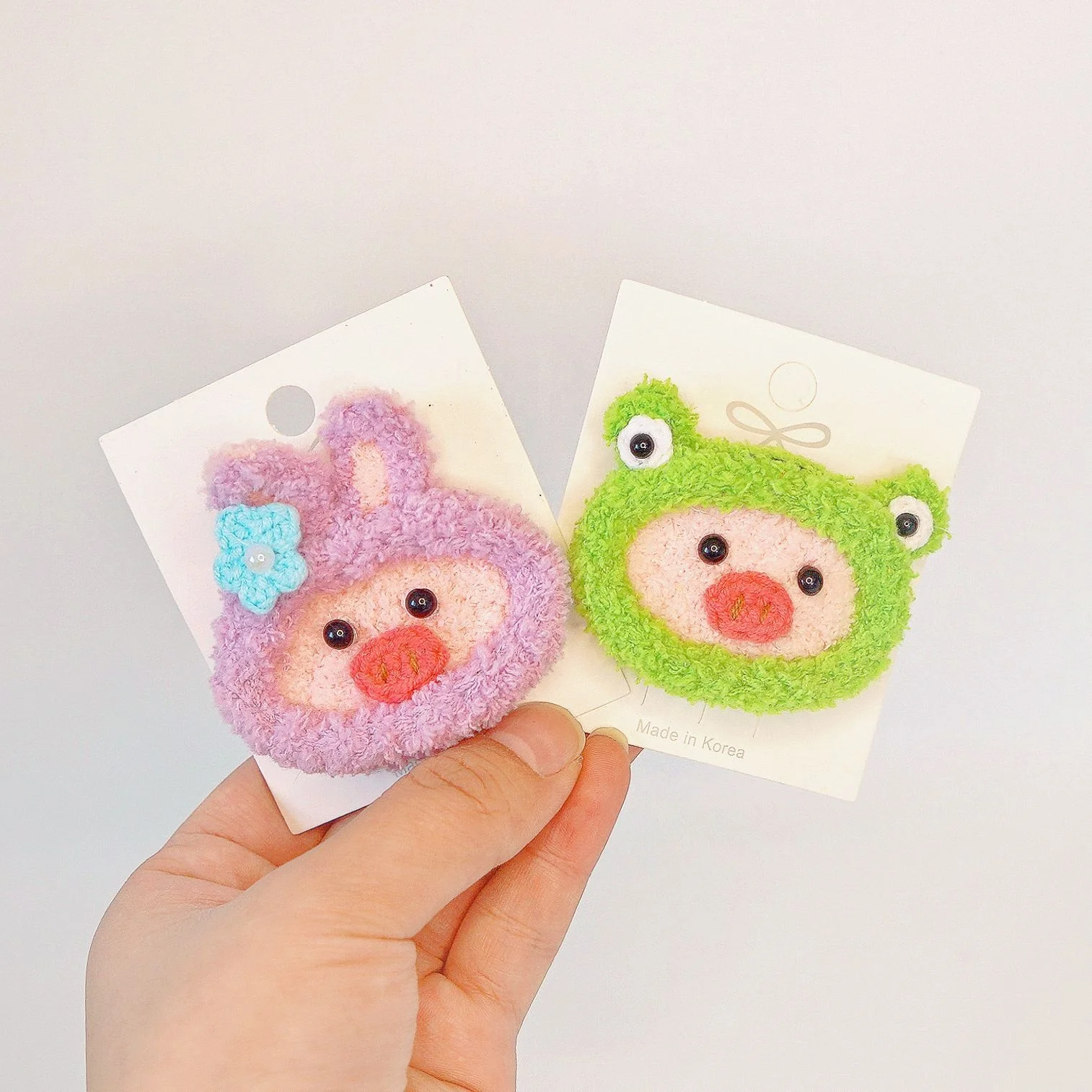 New Handmade Crochet Piggi Pig Hair Accessories Cute Cartoon Kid Baby BB Girl Hair Clip Hairpin Headwear Knit Hair Clip for Girl
