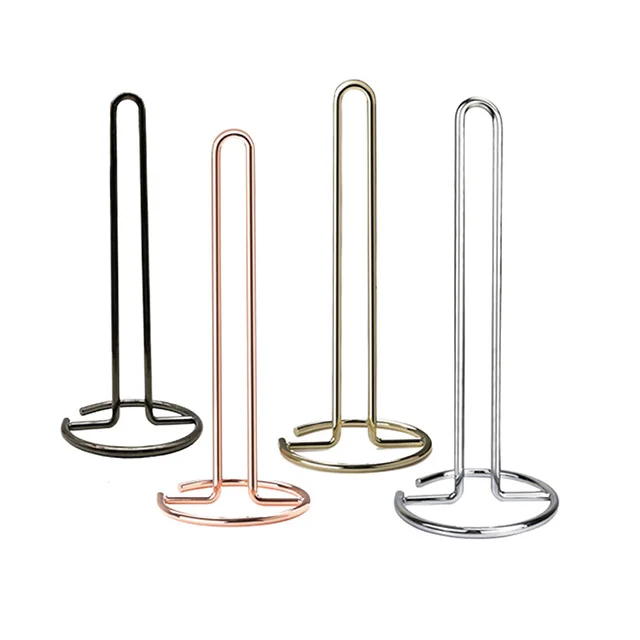 High Quality kitchen and bathroom Iron wire Table standing tissue roll paper holder