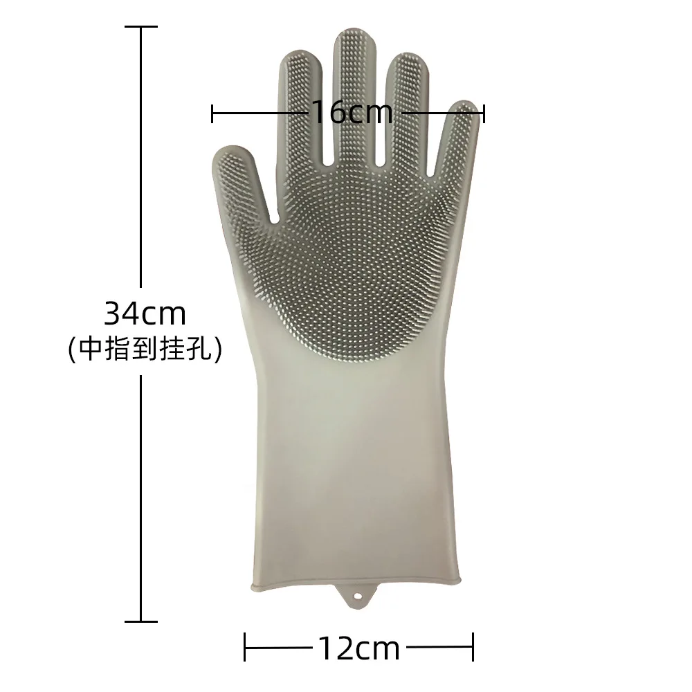 THEONE Blue Custom Silicone Rubber Kitchen Long Sleeve Dishwashing Exfoliating Gloves For Cleaning