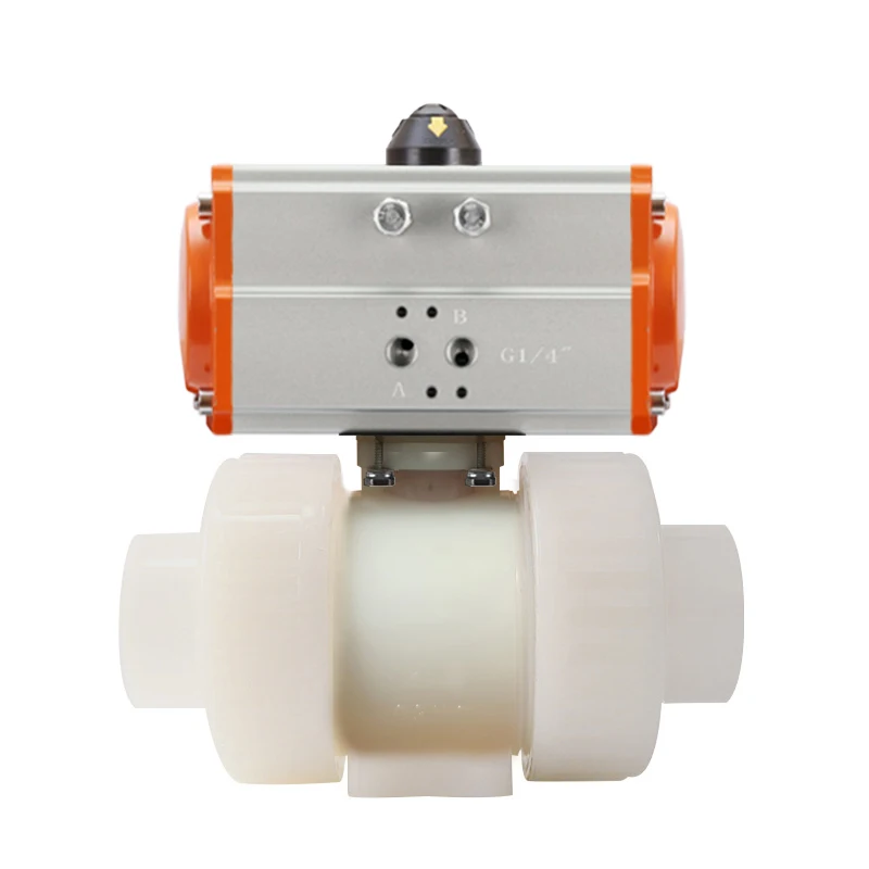 DN32 1 1/4 inch 2 Way ANSI npt thread EPDM Double acting Pneumatic Actuator PVDF flow Control Pneumatic Ball Valve