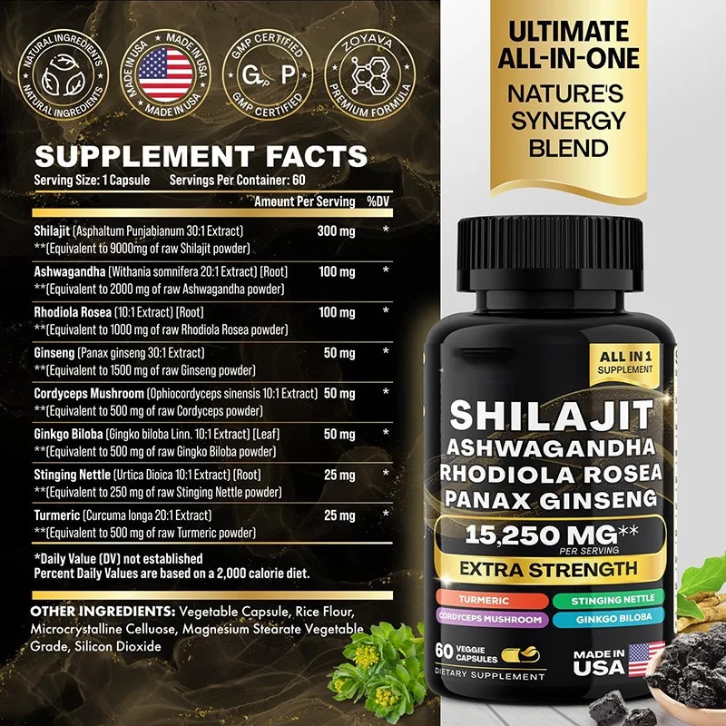 Лидер продаж производитель OEM морской мох + капсулы Shilajit комбинированная упаковка для мужчин и женщин поддержка на заказ