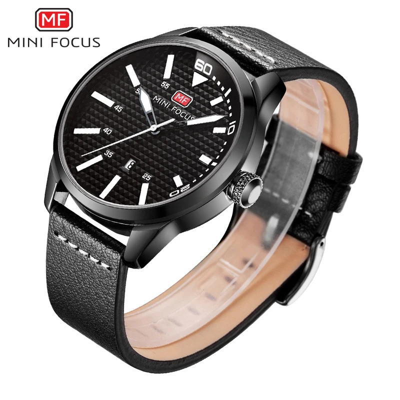 
MINIFOCUS Military Quartz Watch Men Leather Strap Multifunction Waterproof Top Luxury Analog Clock MF0021G XMAS Gift 