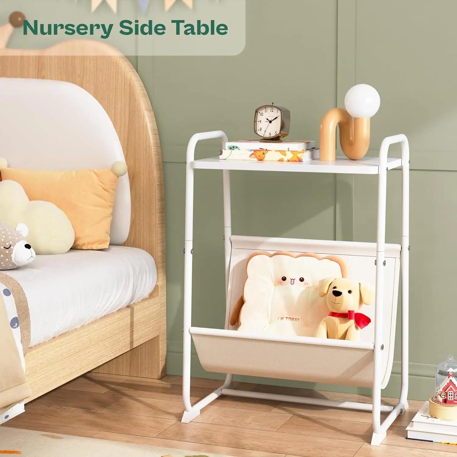 Factory patent Small side table with magazine strap Large storage space Bedroom OGJ