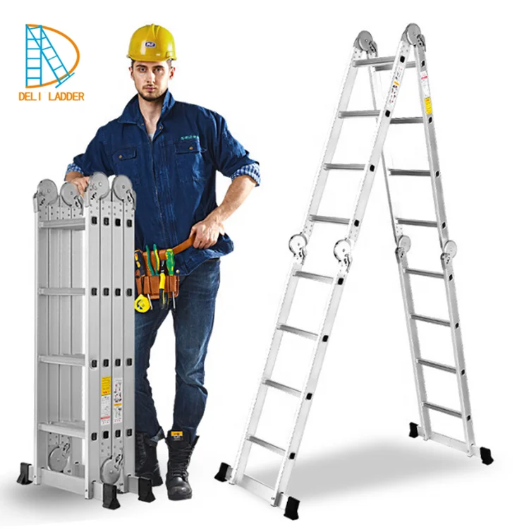 DELILADDER HIGH QUALITY Folding 4.7M Aluminum Multi Purpose Combination Ladder