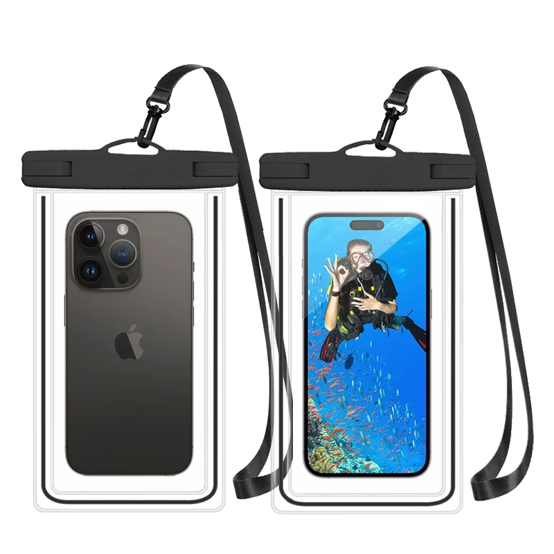Free Sample Customized Logo PVC 7.5inch Size Underwater IPX8 Water proof Pouch Case Waterproof Phone Bag  for Mobile Phone