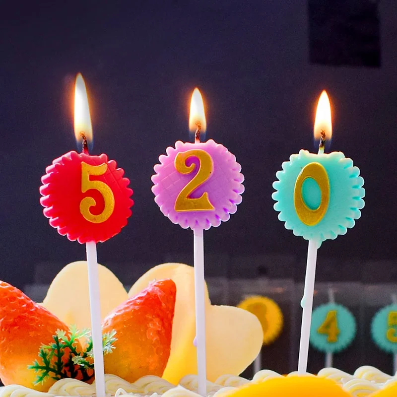 Birthday Candles Sunflower Shape Pastel Birthday Cake Number Candles For Party