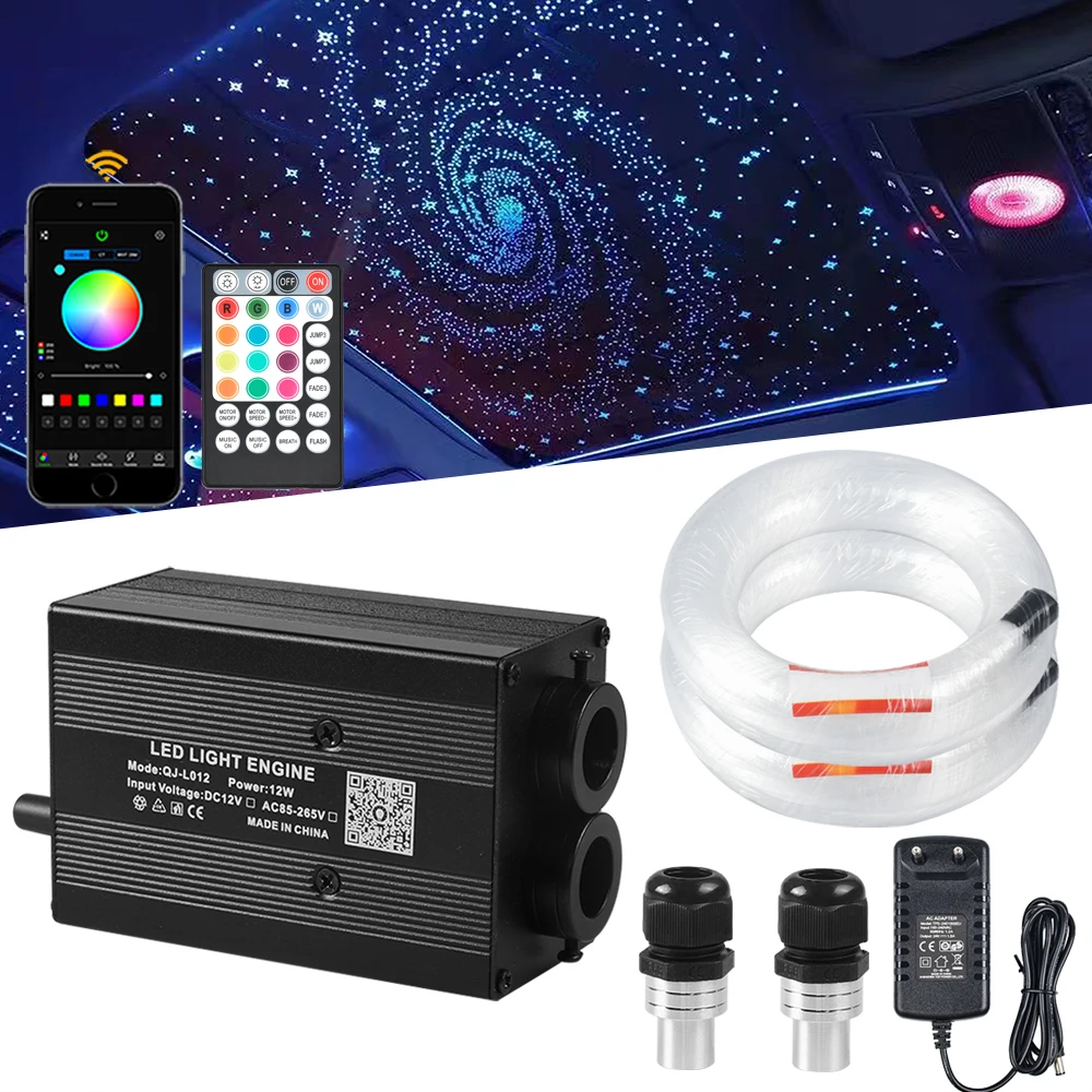 12W Double Heads Car Roof Twinkle Ceiling RGBW Light Engine Kit With Music Sound/App/Remote Control For DIY Starry Decoration