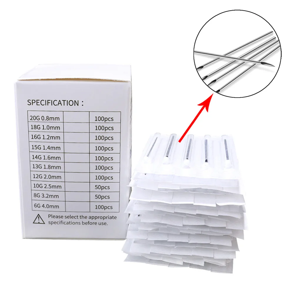 Professional Piercing Tools Medical Grade Surgical Steel Piercing Tattoo Needles for Lip Ear Nose Tongue Piercing