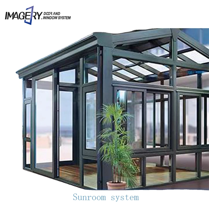 Customized portable sunroom conservatory Aluminium Profiles Aluminum Frame Lowes Greenhouse New Design Winter Garden Sun