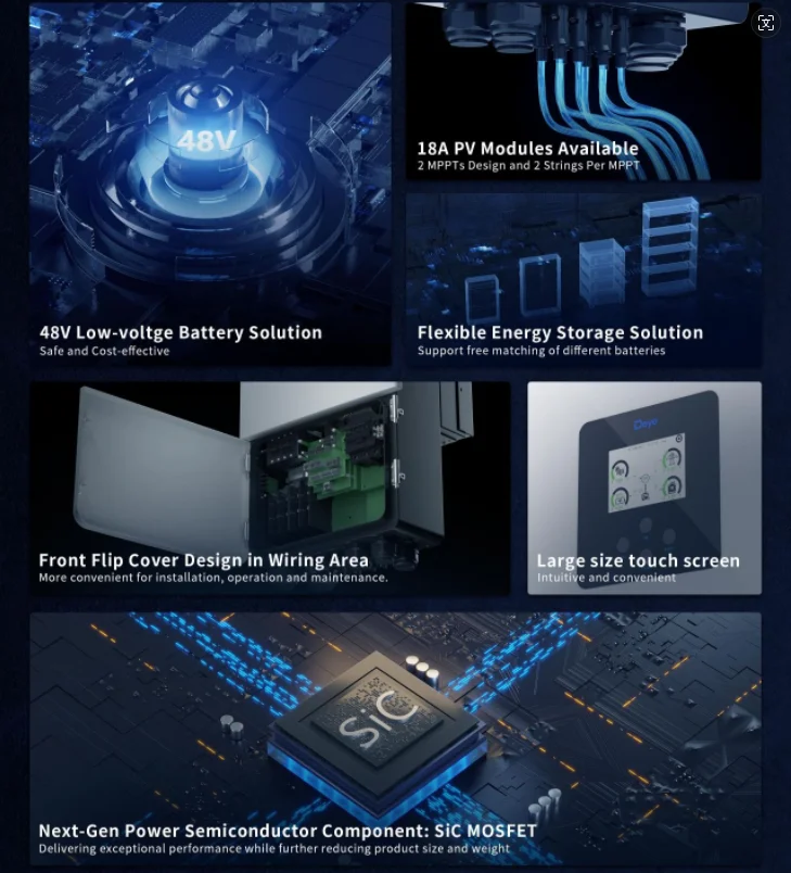Deye May 2024 New Product SUN-18K-SG05LP3-EU-SM2 18kva Three Phase Hybrid Inverter Pv Complete Panel Kit Solar Energy System