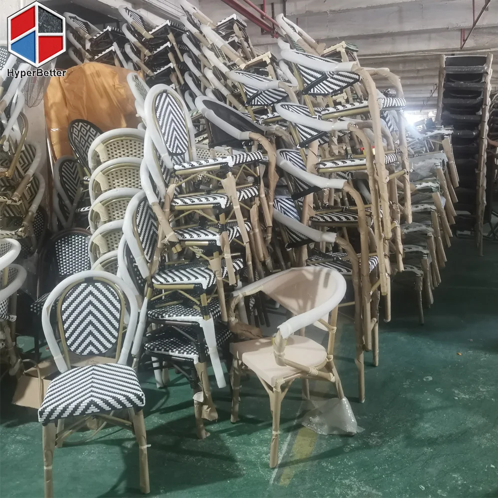 Wholesale navy blue rattan Bistro Chairs Mesh Bistro Chairs outdoor furniture