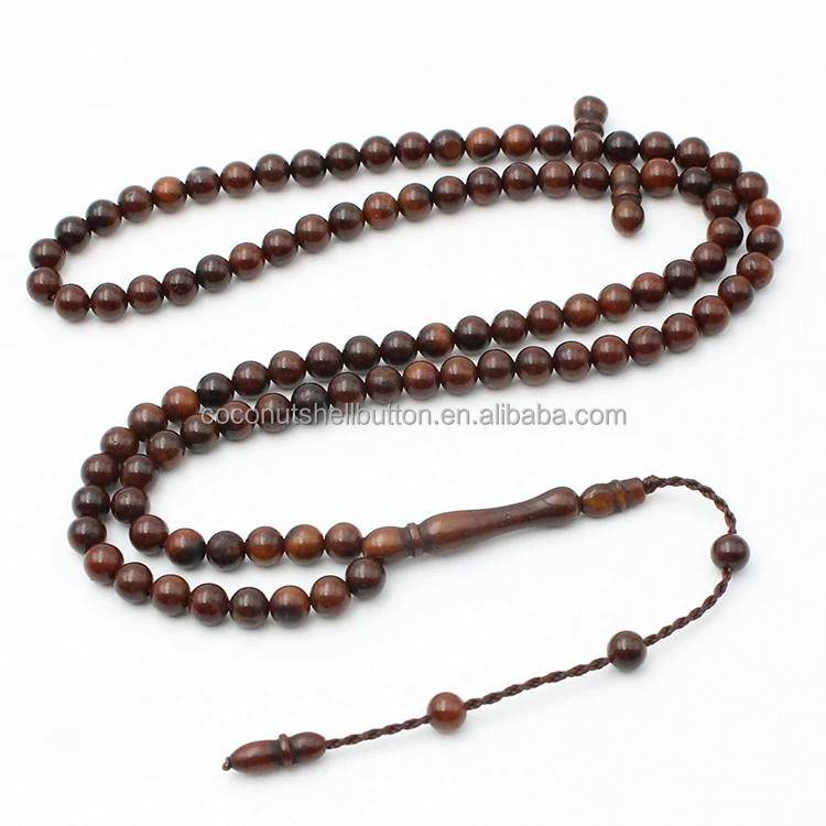 Export ramadan decor gift dark brown kuka tasbih 5mm 99 beads necklace islam rosary