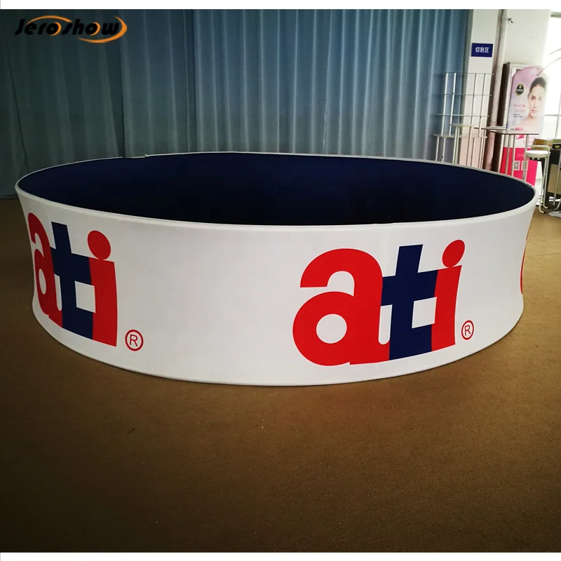 OEM Custom Ez Tube Printed Brand Logo Advertising Sign Circle Trade Display Ceiling Hanging Banner
