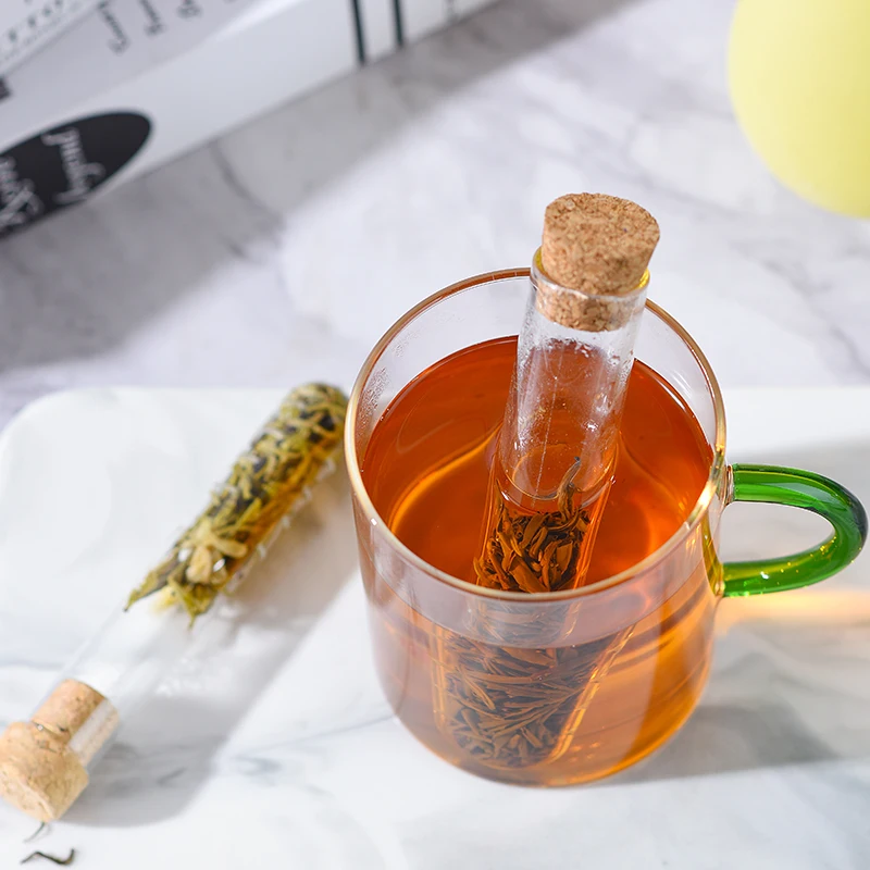 Customized creative glass test tube tea maker with tea filter, tea strainer, tea separator, tea set accessories, tea filter