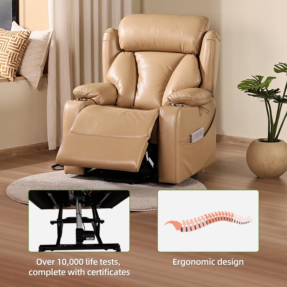 Tecforcare genuine leather electric recliner sofa 4 motors medical recliner chair for elderly smart lfit chair with lumber