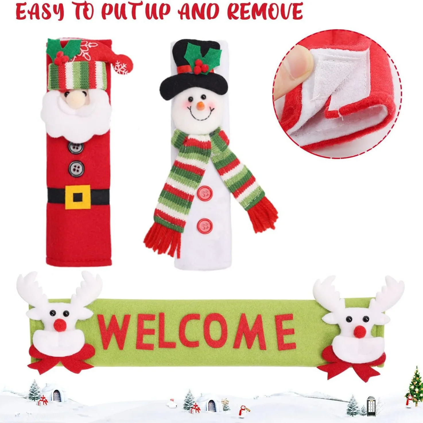 New Christmas Supplies European Microwave Gloves Cartoon Flannel Snowman Refrigerator Gloves Oven Protective Cover