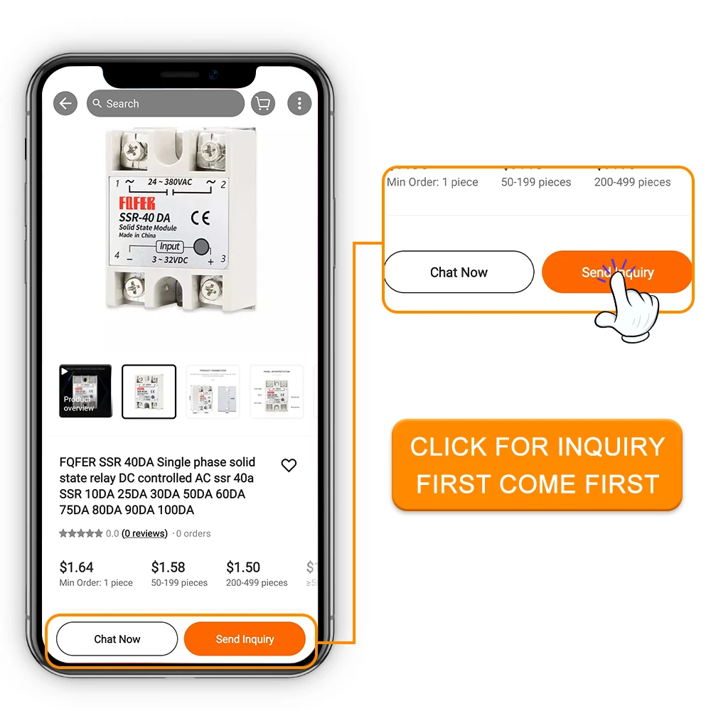 FQFER SSR 40DA Single phase solid state relay DC controlled AC ssr 40a SSR 10DA 25DA 30DA 50DA 60DA 75DA 80DA 90DA 100DA