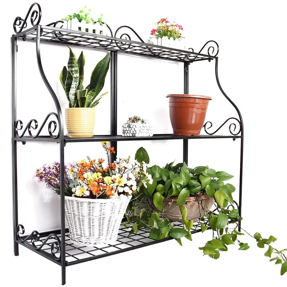 Upright 3 Tier Plant Stand Modern Iron Metal Plant Stand Kitchen Storage Rack Shelf