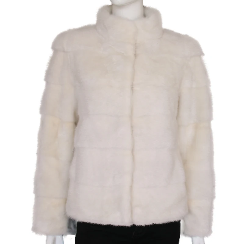 Real mink fur coat white color genuine mink fur jacket for women winter