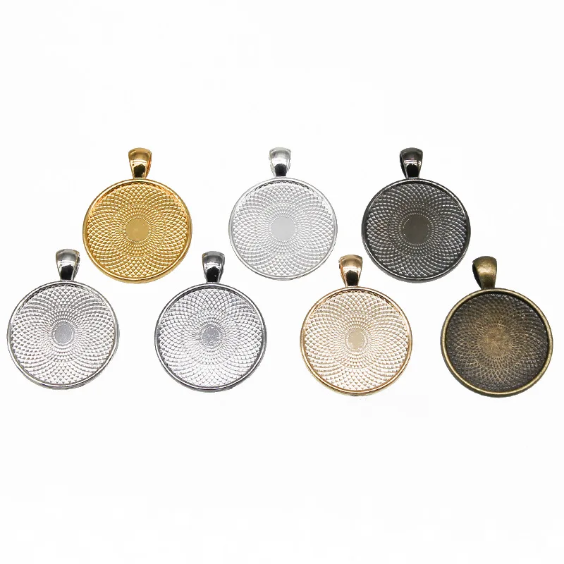 AA01353 25mm Time Gem Trays Alloy Pendant Tray Charm For Diy Jewelry Making Accessories