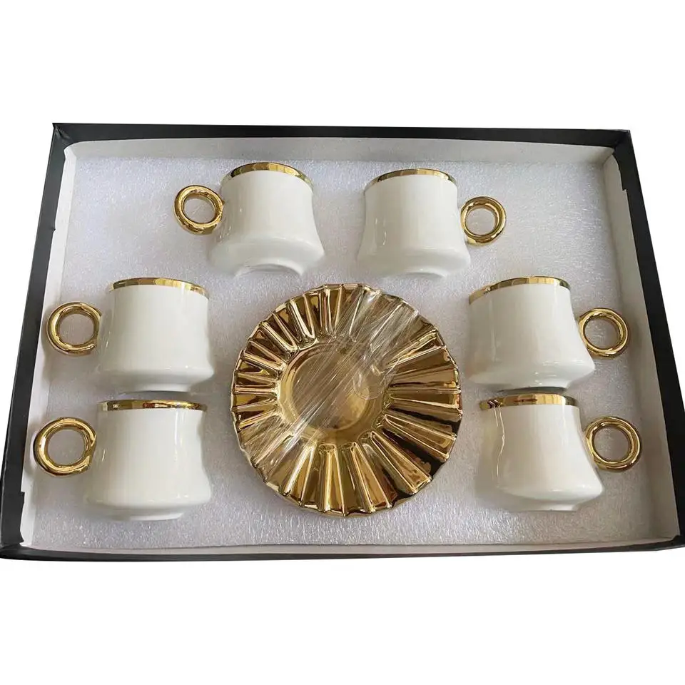 arabic ceramic mugs European style coffee table set modern cup gift box set of 6 coffee cup ceramic coffee cup and saucer set