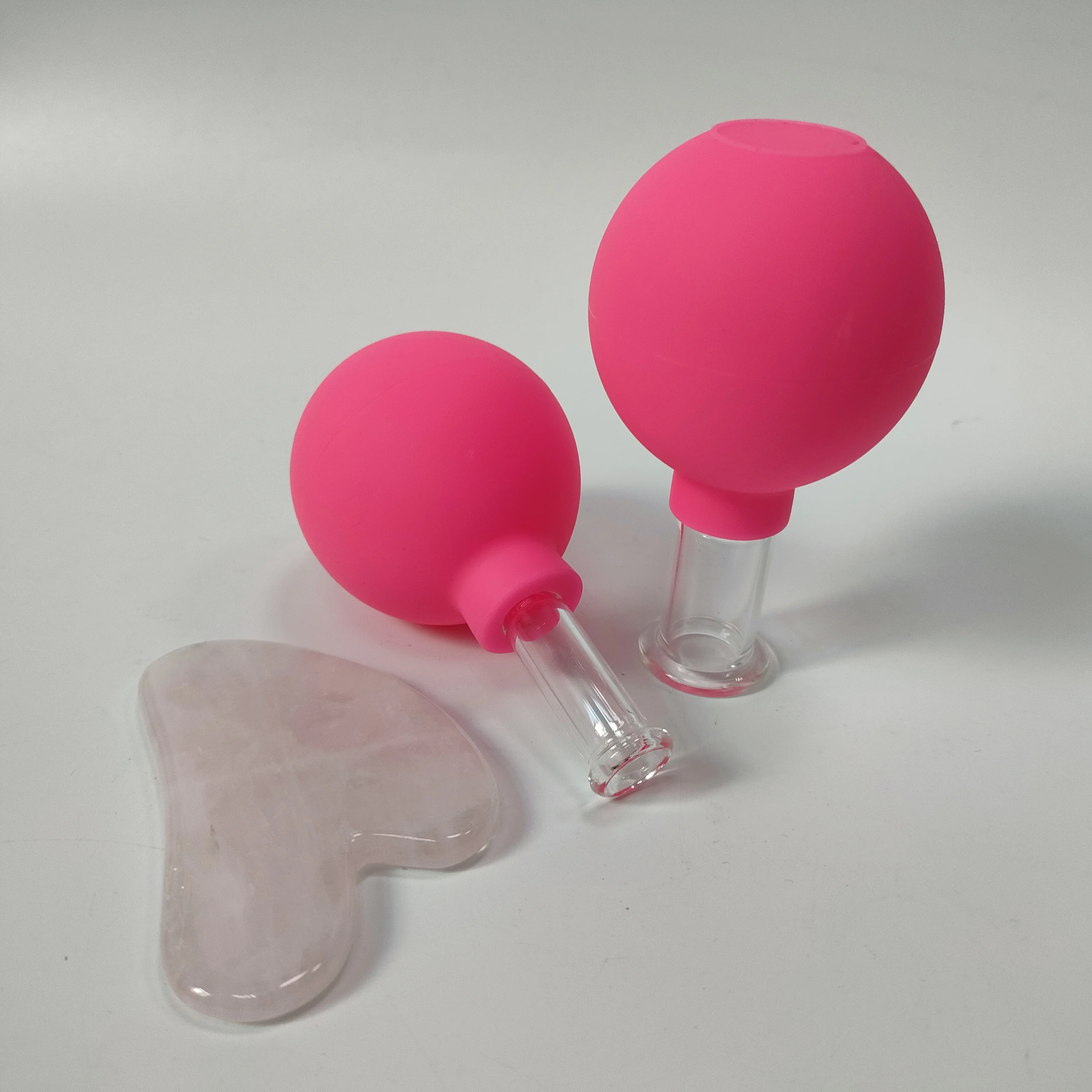Beauty health care product facial vacuum massage device guasha stone skin suction face cupping set