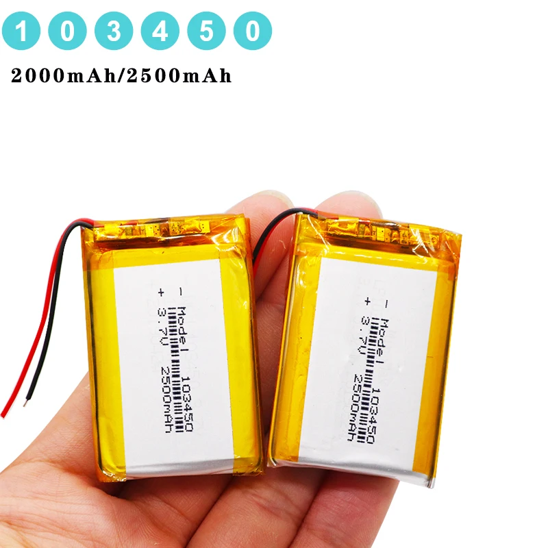 Custom 103450 2000mah 2500mah 3.7v Lithium Polymer Battery Lithium Ion Cells Rechargeable Batteries Lipo Batteries