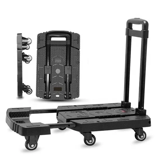Large Capacity 6 Wheels Small Folding Shopping Cart Plastic Foldable Portable Platform Hand Truck