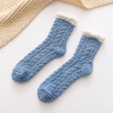 Wholesale custom winter fuzzy socks warm thick cute socks girl socks women
