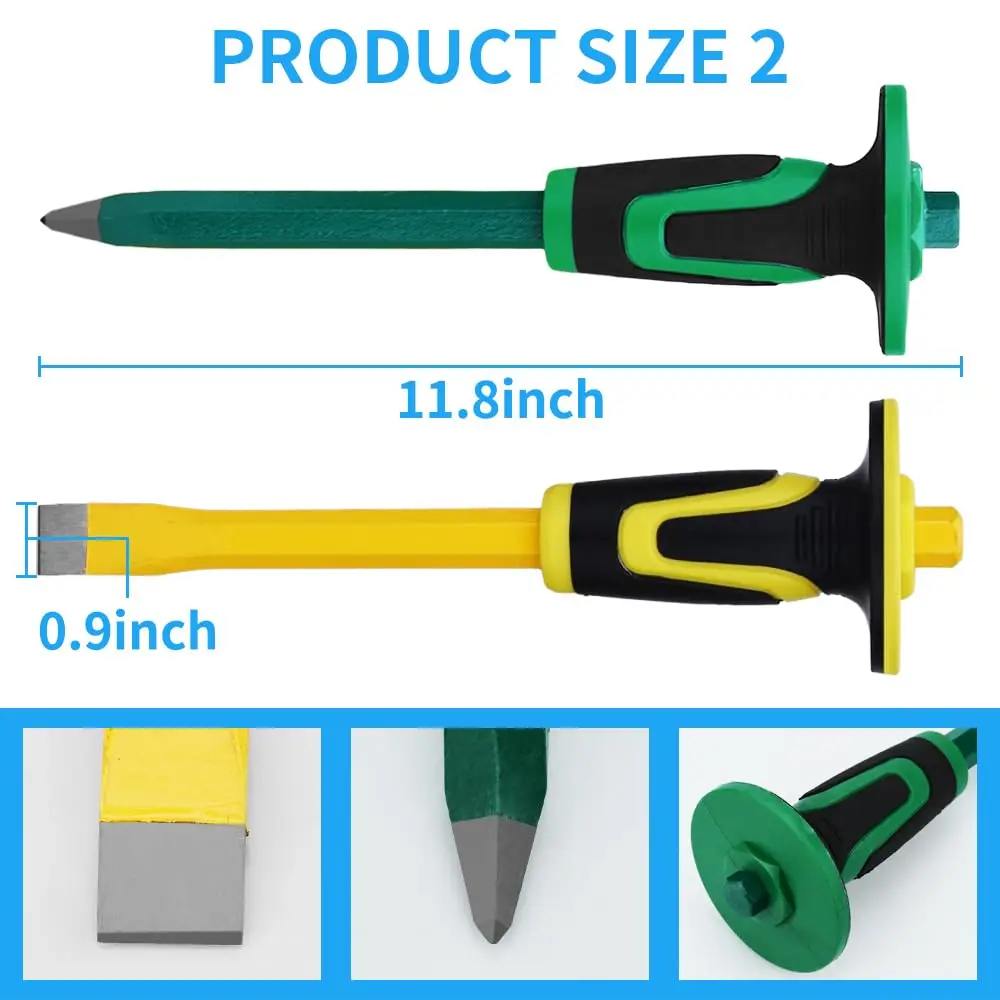 Heavy-duty Masonry Chisel Set Suitable for Concrete and Bricks, Equipped with a Protective Handle