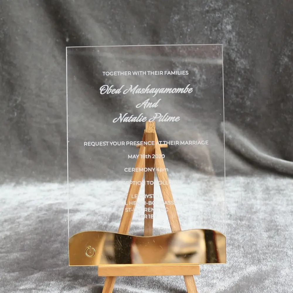 Новые светодиодные акриловые Пригласительные открытки для свадеб, вечеринок, мероприятий