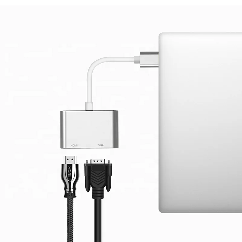 Wholesale USB to HDMI VGA Adapter Male to Female USB to HDMI VGA 2 in 1 Hub