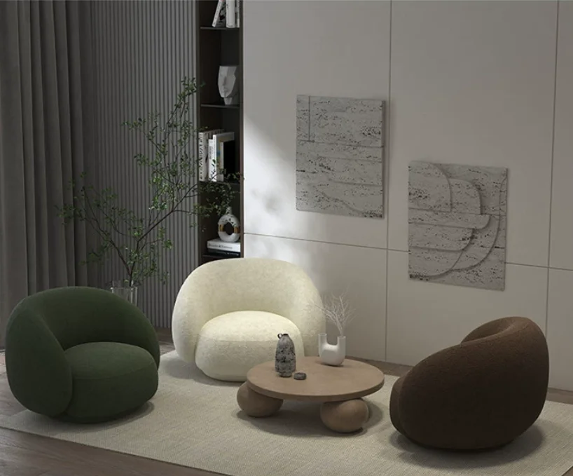 Lamb Velvet Sofa Curved Nordic Living Room Home Small Apartment Clothing Store Beauty Salon Negotiation Furniture Waiting