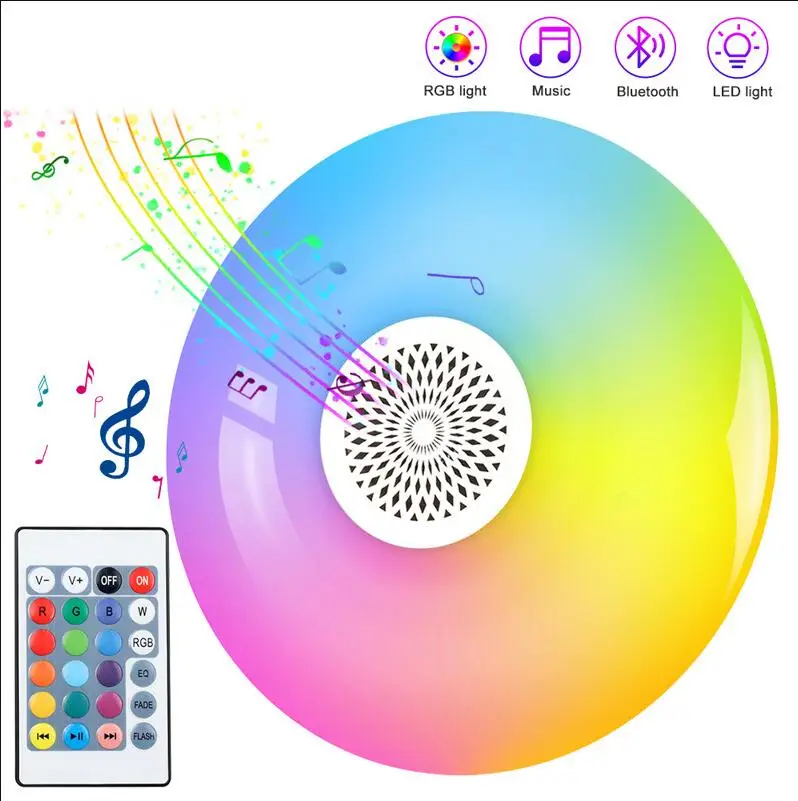 Fashion 18W 24W 48W UFO Musical bulb light with bluetooth control RGB multicolor 110v 220v smar color changing led light bulb