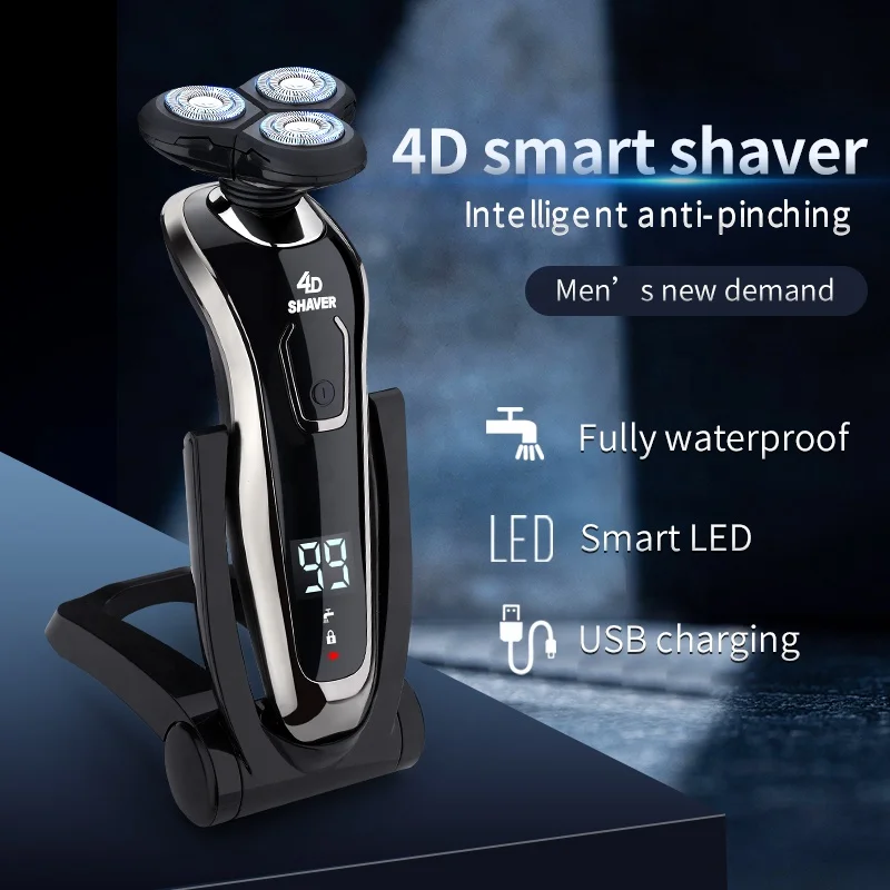 YINUO USB Charging Rechargeable Electric Shaver Waterproof Cordless Triple Blade Shavers for Men