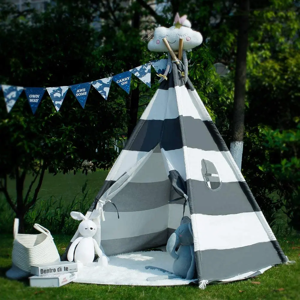 2021 cute india kids toy teepee children play house tent with light string