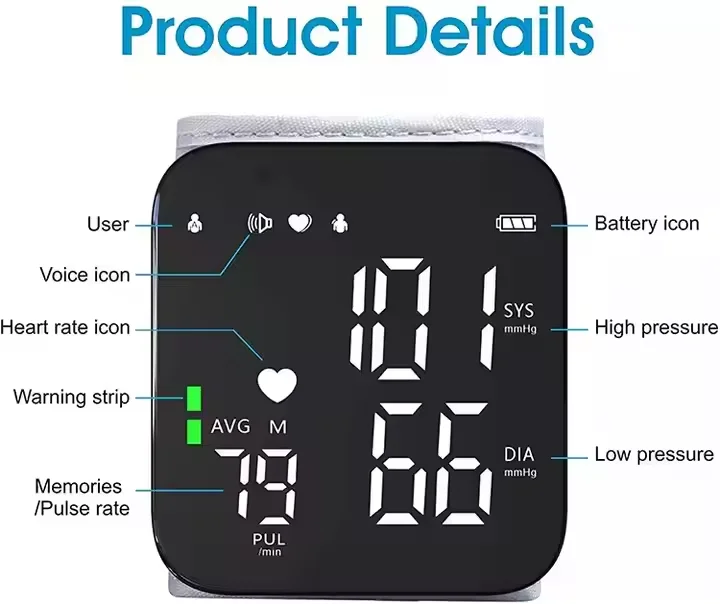 Factory wholesale digital wrist blood pressure monitors led rechargeable wrist blood pressure monitor