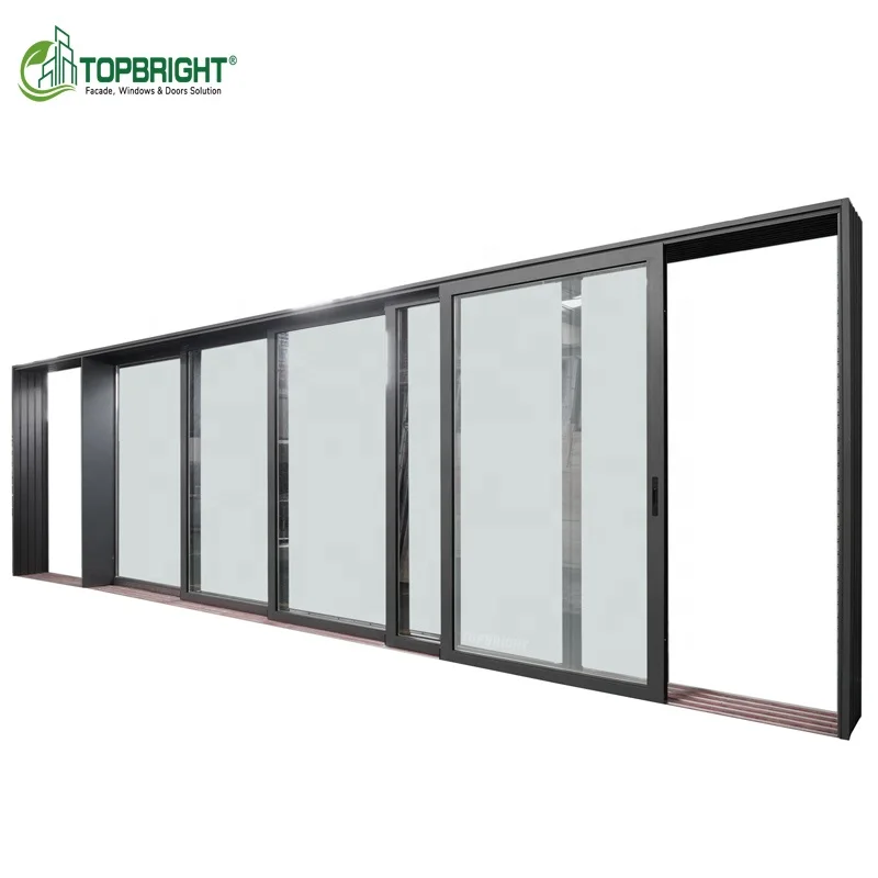 Storefront Heavy Duty Large Movable Partition Slider Door Anti-theft Double Glazed Sliding Doors