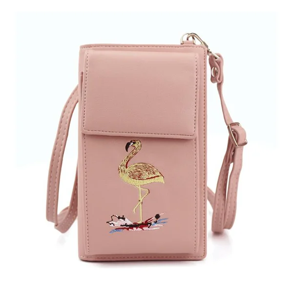 
PB012 Hot sale fashion printing pu leather ladies small crossbody cell phone wallet card holder 