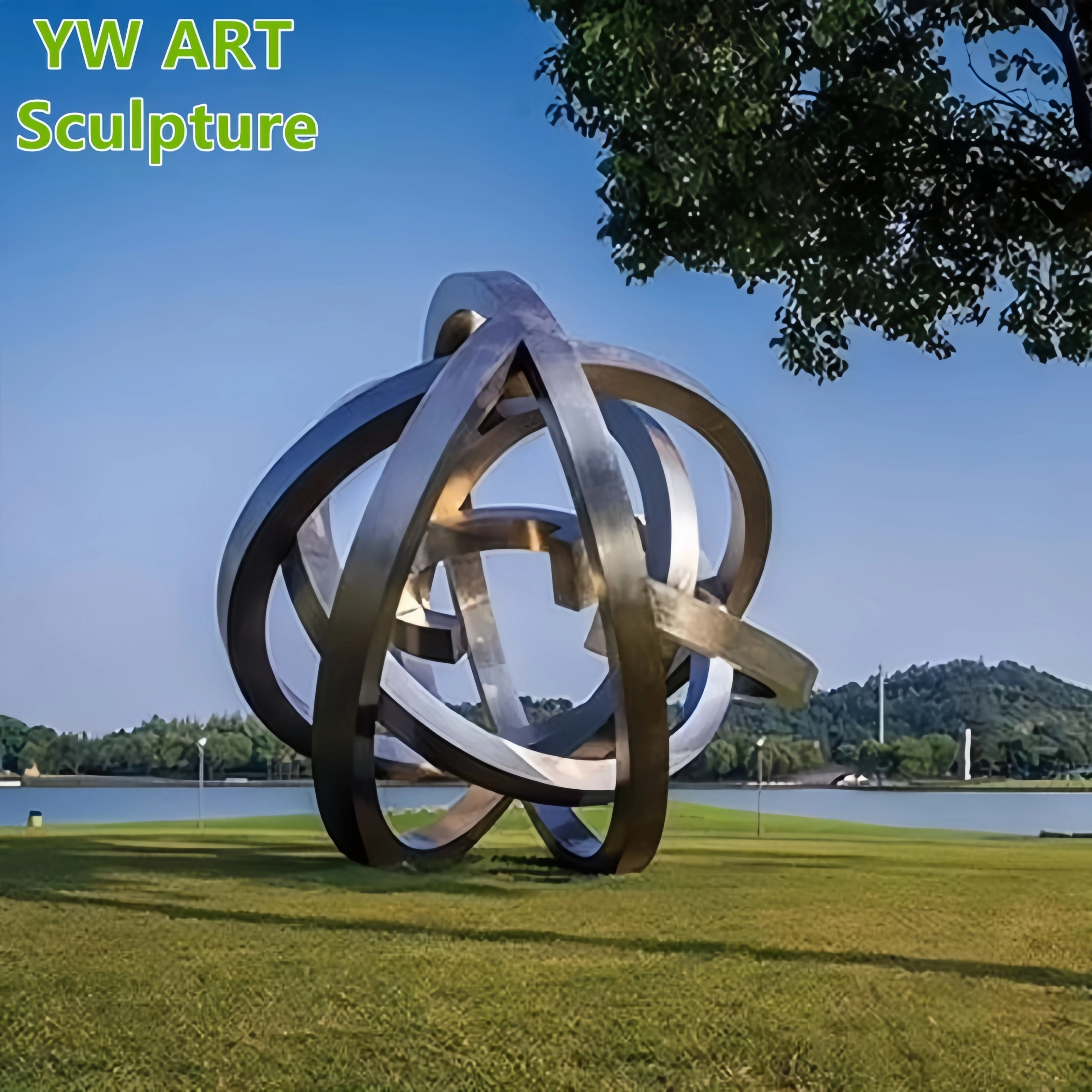 Hollow Art Abstract Stainless Steel Metal Large Ring City Public Art  Decoration Sculpture