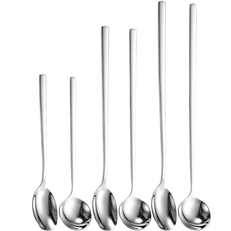 Hot Selling Long Handle Bar tools Stainless Steel Tableware Seasoning Coffee Ice Cream Tea Spoon Stirring ice Spoon sauce spoon